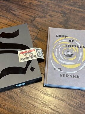 Source Unknown Gray and Yellow 'Ship of Theseus' Mixed Media Art Book Set